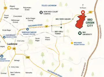 Viraj BBD Green City Lotus Court location map, Gomti Nagar, Lucknow